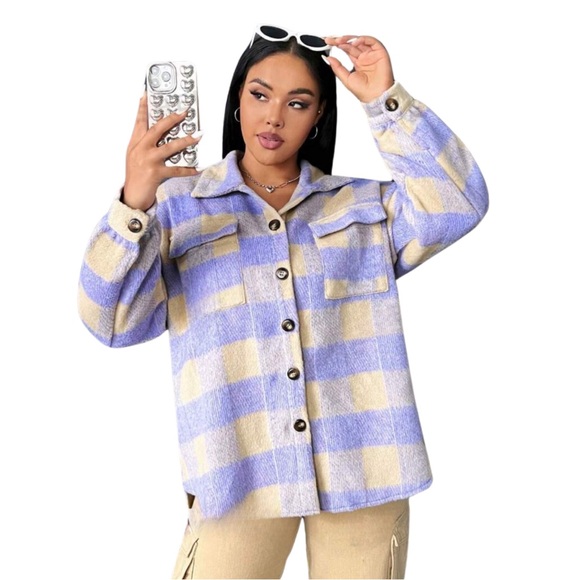💜 PLUS Plaid Shacket 💜 - Picture 3 of 5